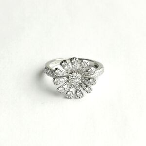 Cz Flower Cocktail ring in sterling silver size 8
